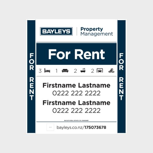 Tenant Raly Signs Jazz Print (APC Innovate) - Bayleys CF rent signage